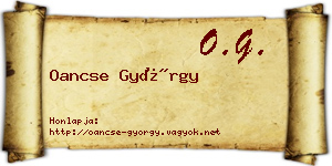 Oancse György névjegykártya